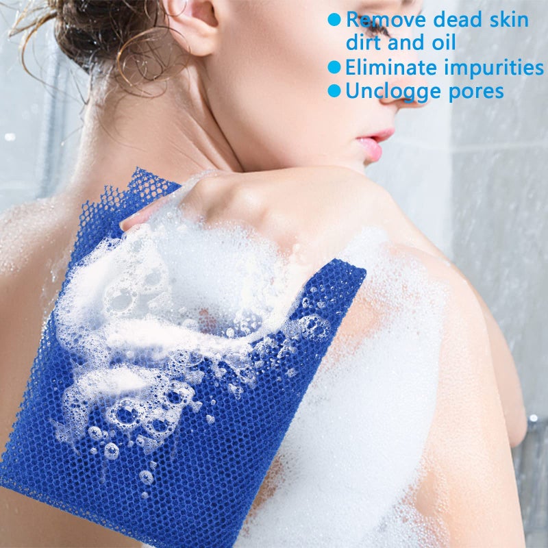 SuperJpsor 2 Piece African Exfoliating Net for Body, African Net Sponge, African Wash Net, African Shower Net, African Bath Sponge Scrubbing Rag Net Exfoliation, African Body Scrubber (Blue) - Image 4